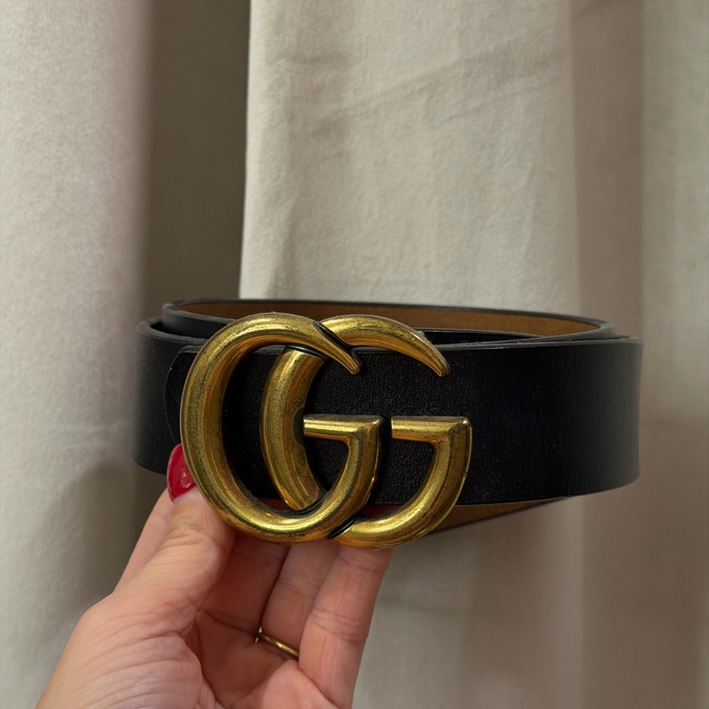 Black Belt with Gold GG Buckle
